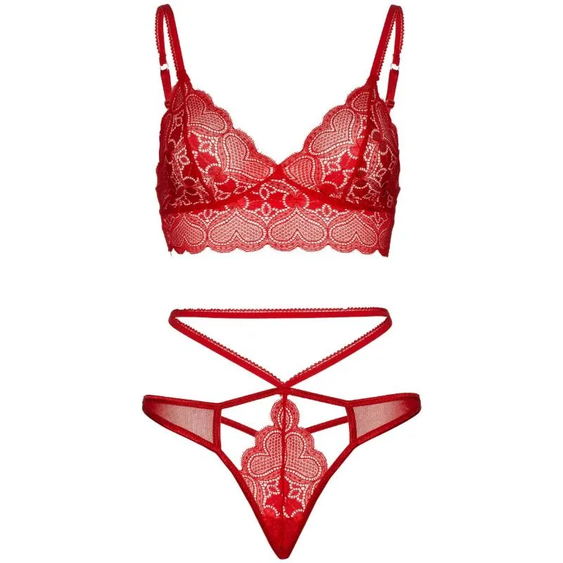 SET 2 PIEZAS CON TANGA DOBLE TIRANTA M/L ROJO
