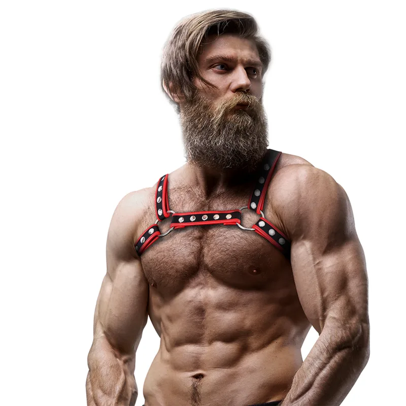 ARNÉS BULLDOG ECOPIEL PECHO HOMBRE NEGRO/ROJO