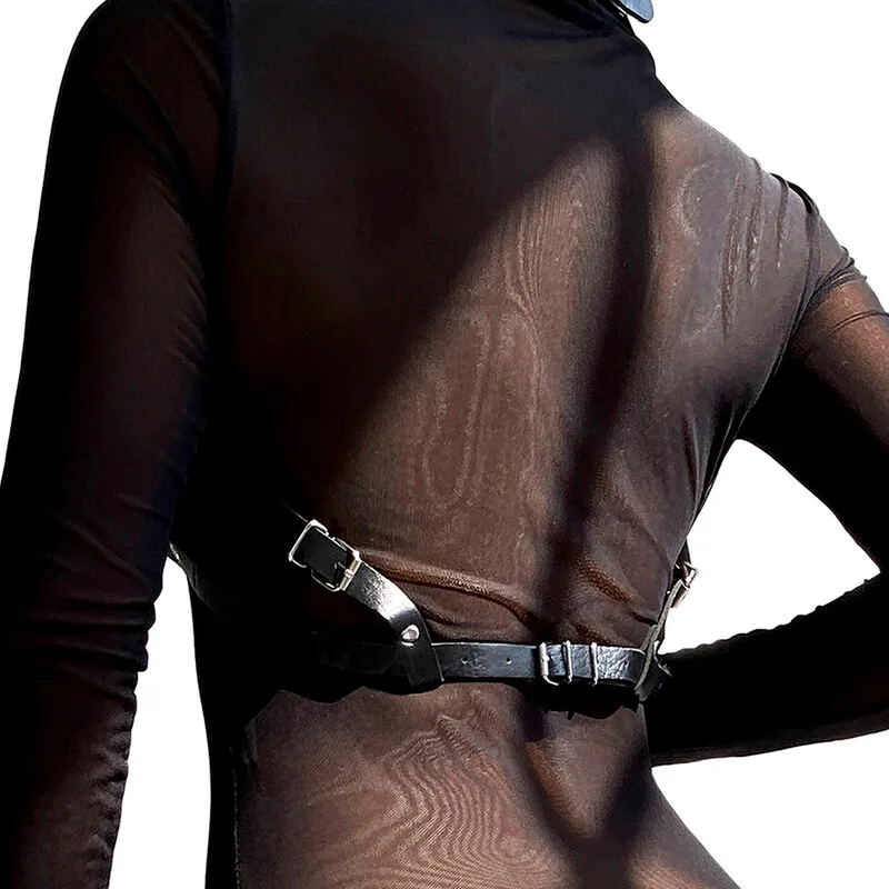 ARNÉS DE PECHO CUERO NEGRO TALLA ÚNICA