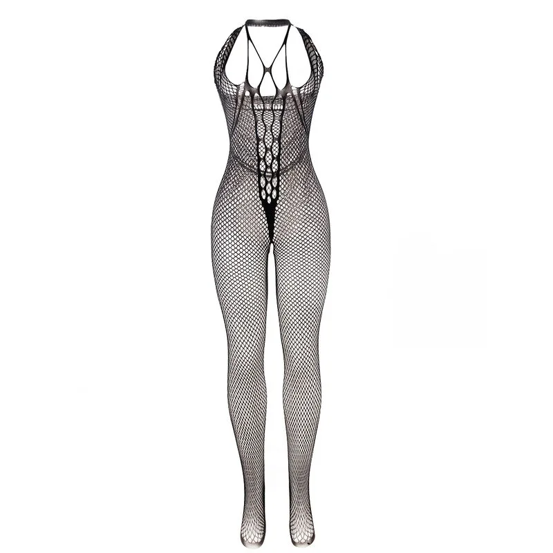 951788 BODYSTOCKING LARGO DE REJILLA TIRANTES EN PECHO Y ESPALDA NEGRO TALLA ÚNICA