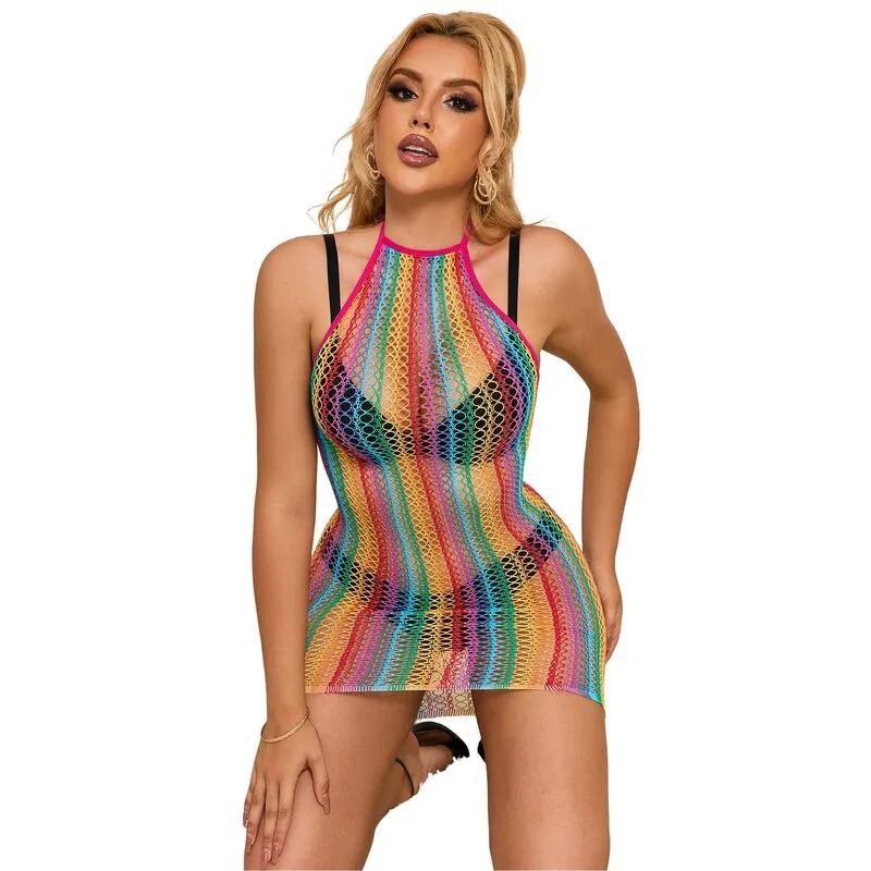 952341 VESTIDO DE REJILLA ARCOIRIS TALLA ÚNICA