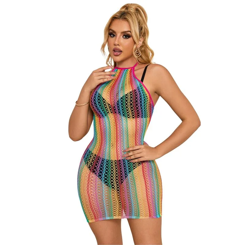 952341 VESTIDO DE REJILLA ARCOIRIS TALLA ÚNICA