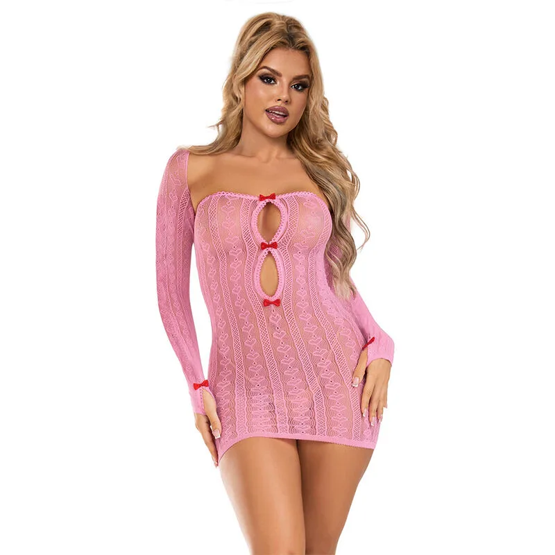 952471 VESTIDO DE REJILLA ROSA TALLA ÚNICA