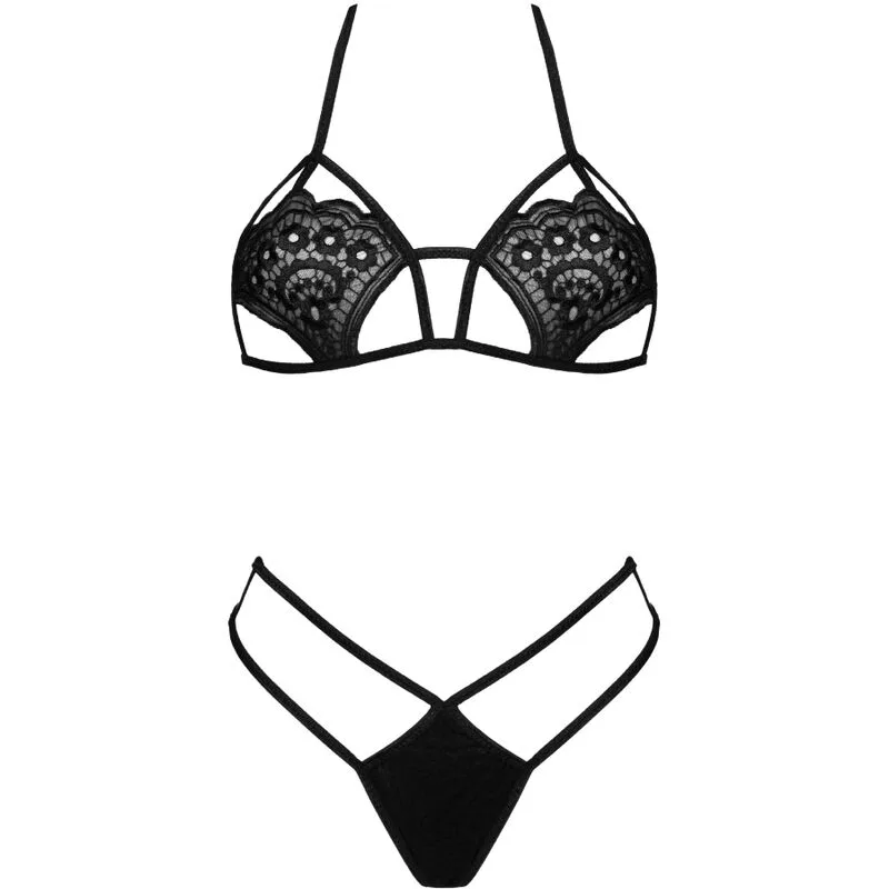 LIVCO CORSETTI FASHION - JIMENA LC 20216 SUJETADOR + TANGA NEGRO TALLA ÚNICA