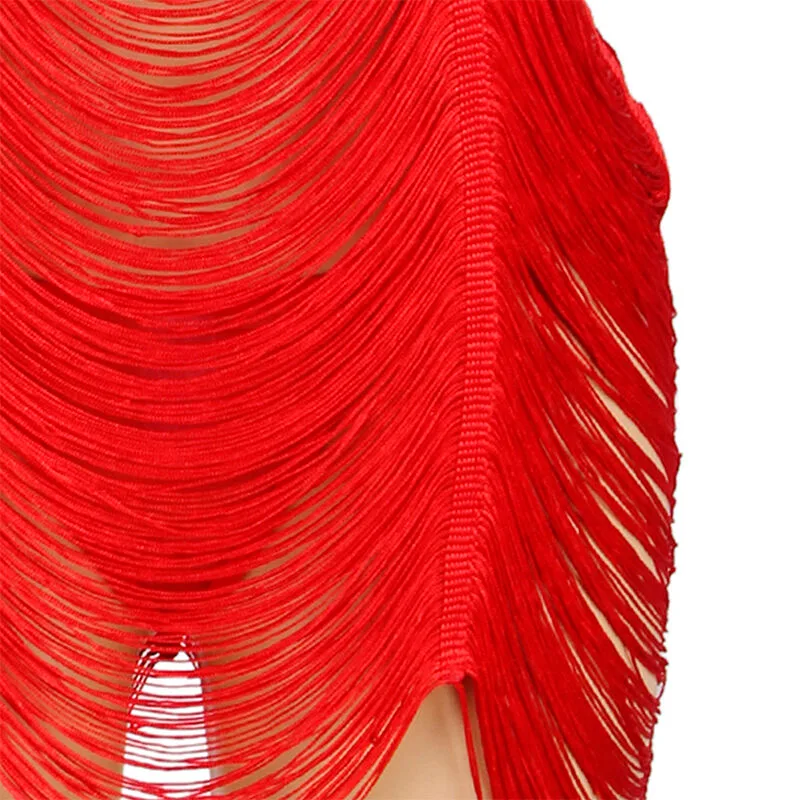 954253 VESTIDO DE FLECOS + TANGA ROJO L/XL