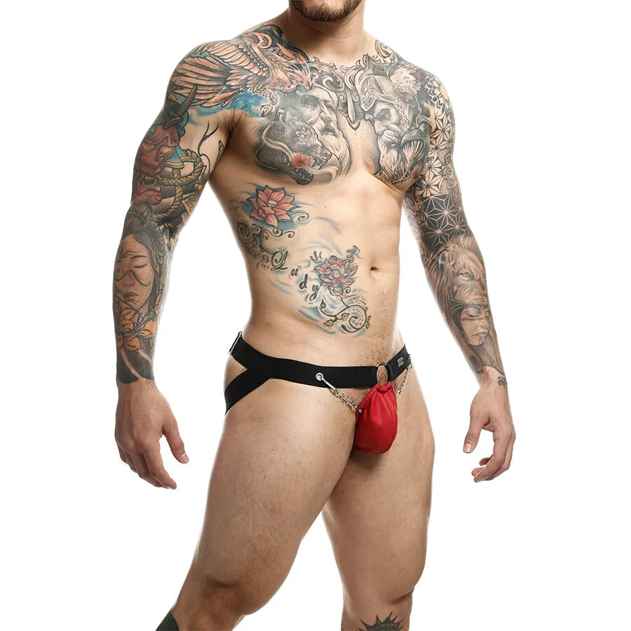 DNGEON JOCKSTRAP ROJO CON CADENAS TALLA ÚNICA