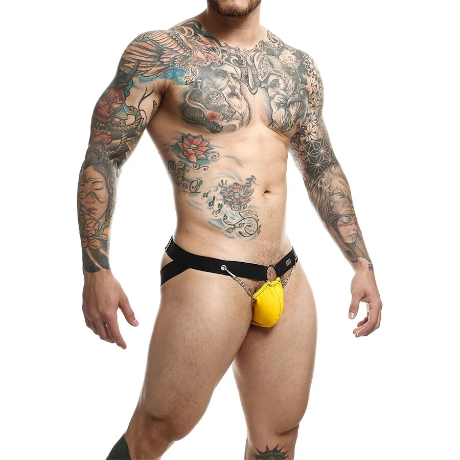 DNGEON JOCKSTRAP AMARILLO CON CADENAS TALLA ÚNICA