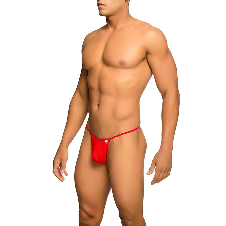 TANGA TRANSPARENTE CON FORMA DE T ROJO TALLA