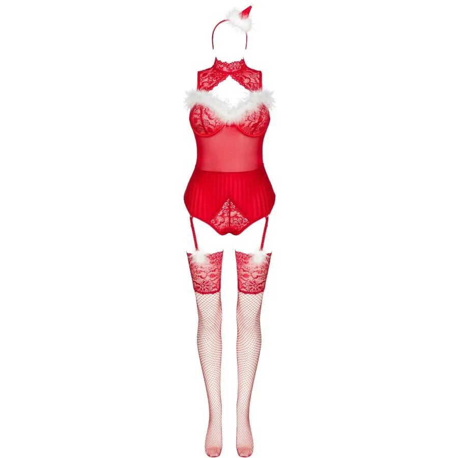 LIVCO CORSETTI FASHION - LIMPID SNOWFLAKES LC 90604 BODY + MEDIAS + DIADEMA NAVIDEÑA
