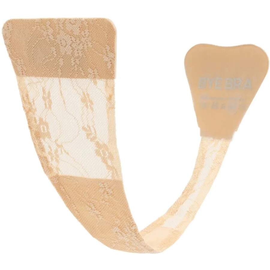 BYE-BRA - TANGA ADHESIVO ENCAJE BEIGE TALLA ÚNICA