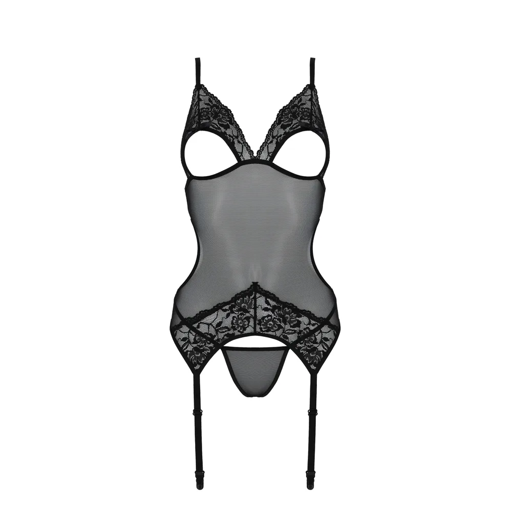 CORSÉ Y TANGA CHRISTA NEGRO EROTIC LINE PASSION