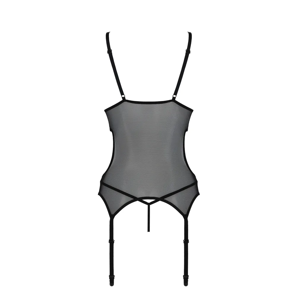 CORSÉ Y TANGA CHRISTA NEGRO EROTIC LINE PASSION