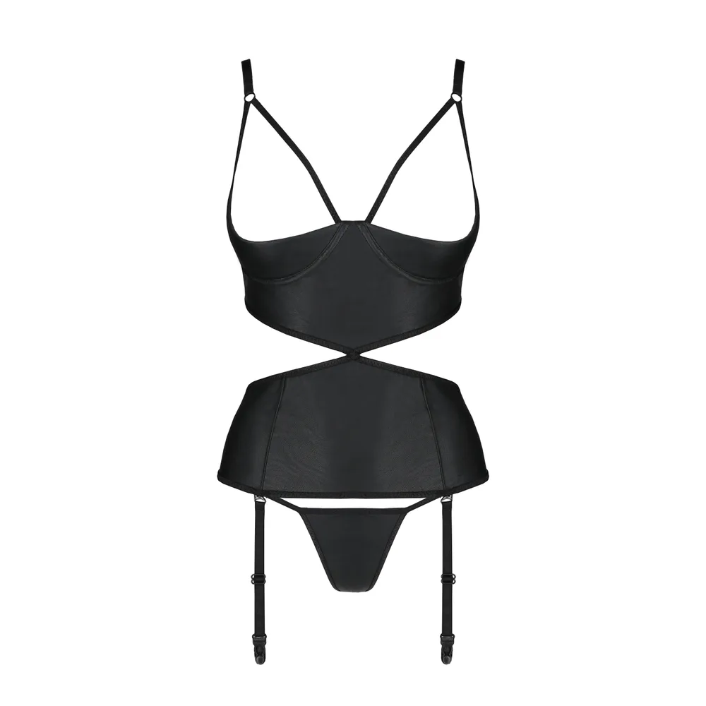 CORSÉ Y TANGA JANNIES NEGRO PASSION