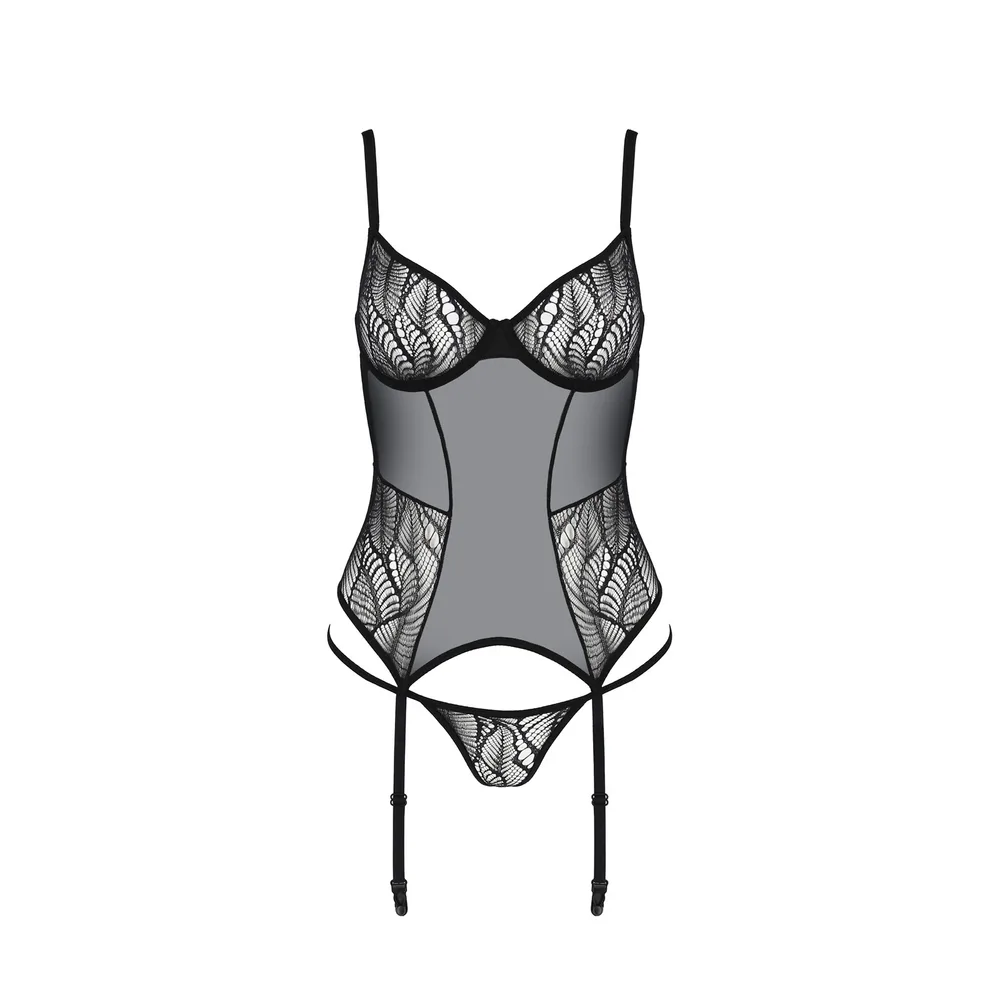 CORSÉ Y TANGA LEAFA NEGRO ECO COLLECTION PASSION 