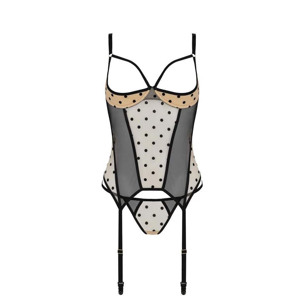 CORSÉ Y TANGA MARINA BEIGE DEVIL COLLECTION PASSION