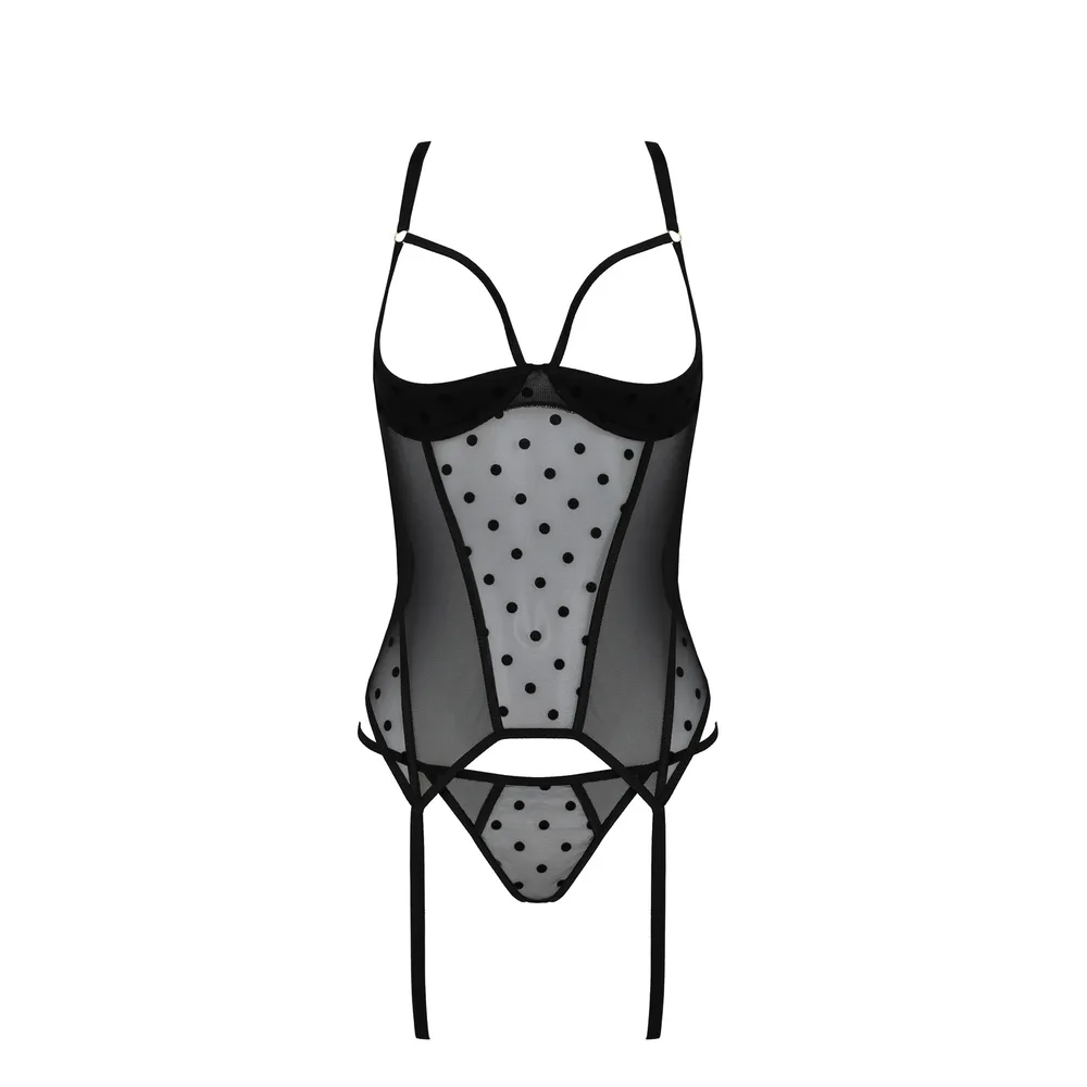 CORSÉ Y TANGA MARINA NEGRO DEVIL COLLECTION PASSION