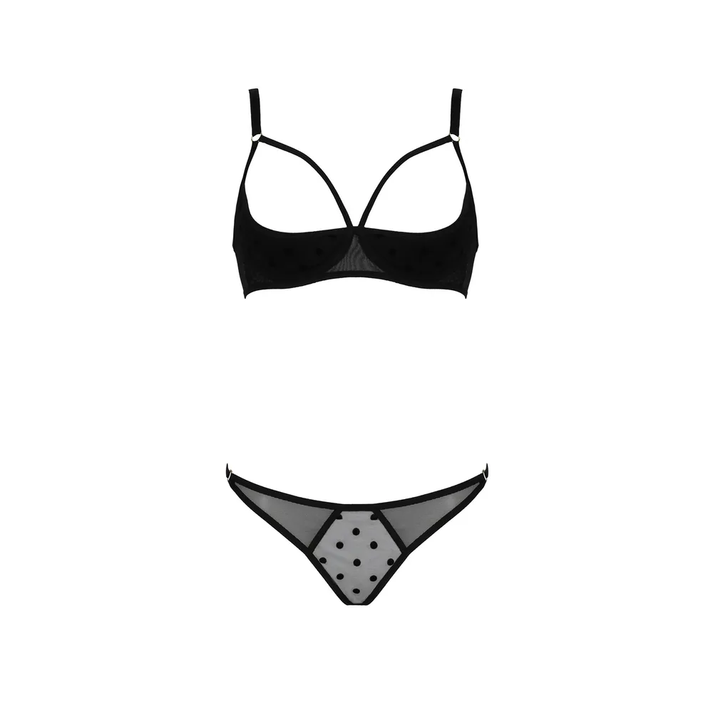 CONJUNTO DE 2 PIEZAS CON SUJETADOR ABIERTO MARINA NEGRO DEVIL COLLECTION PASSION