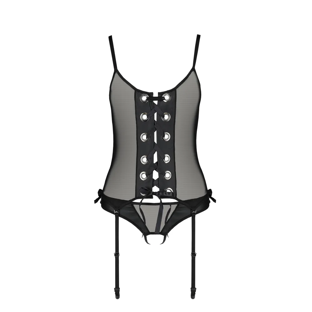 CORSÉ Y TANGA NESSY NEGRO PASSION