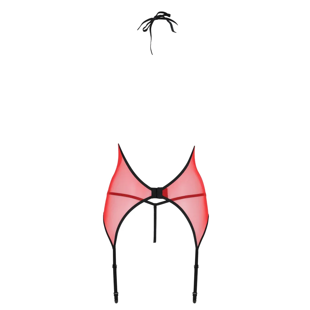 CORSÉ Y TANGA PEONIA ROJO EROTIC LINE PASSION