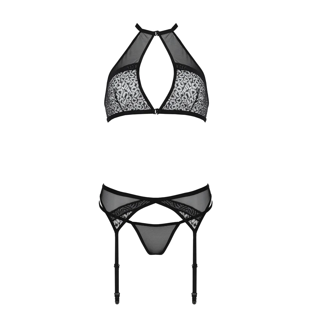 CONJUNTO DE 3 PIEZAS SATARA NEGRO EROTIC LINE PASSION 