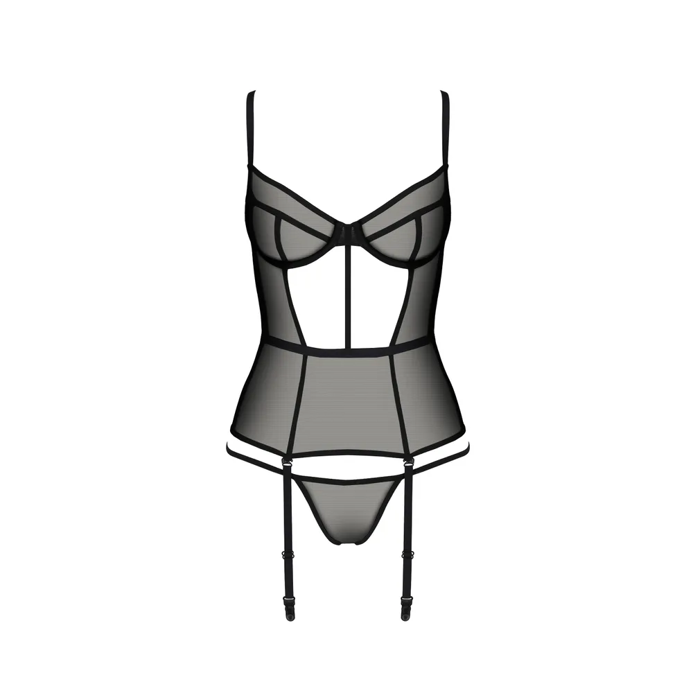 CORSÉ Y TANGA VARELLA NEGRO ECO PASSION