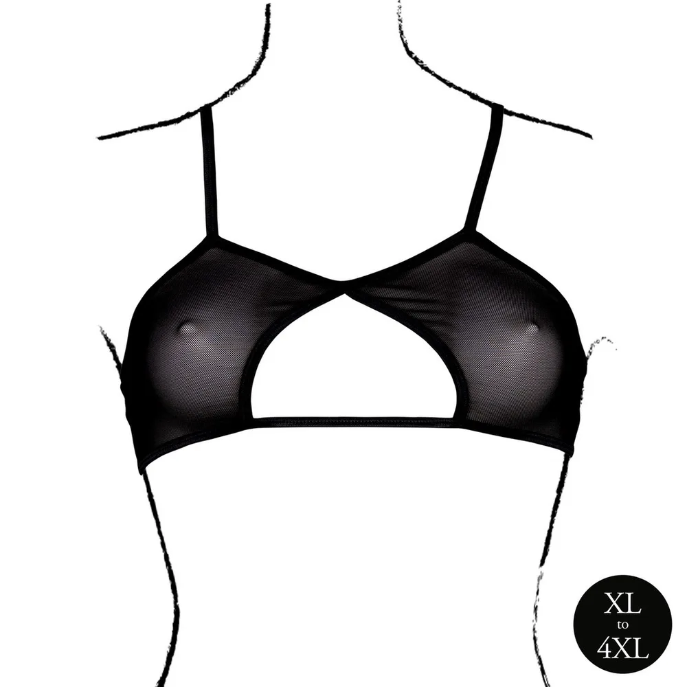 SUJETADOR KEYHOLE MESH NEGRO TALLA QUEEN LE DÉSIR 