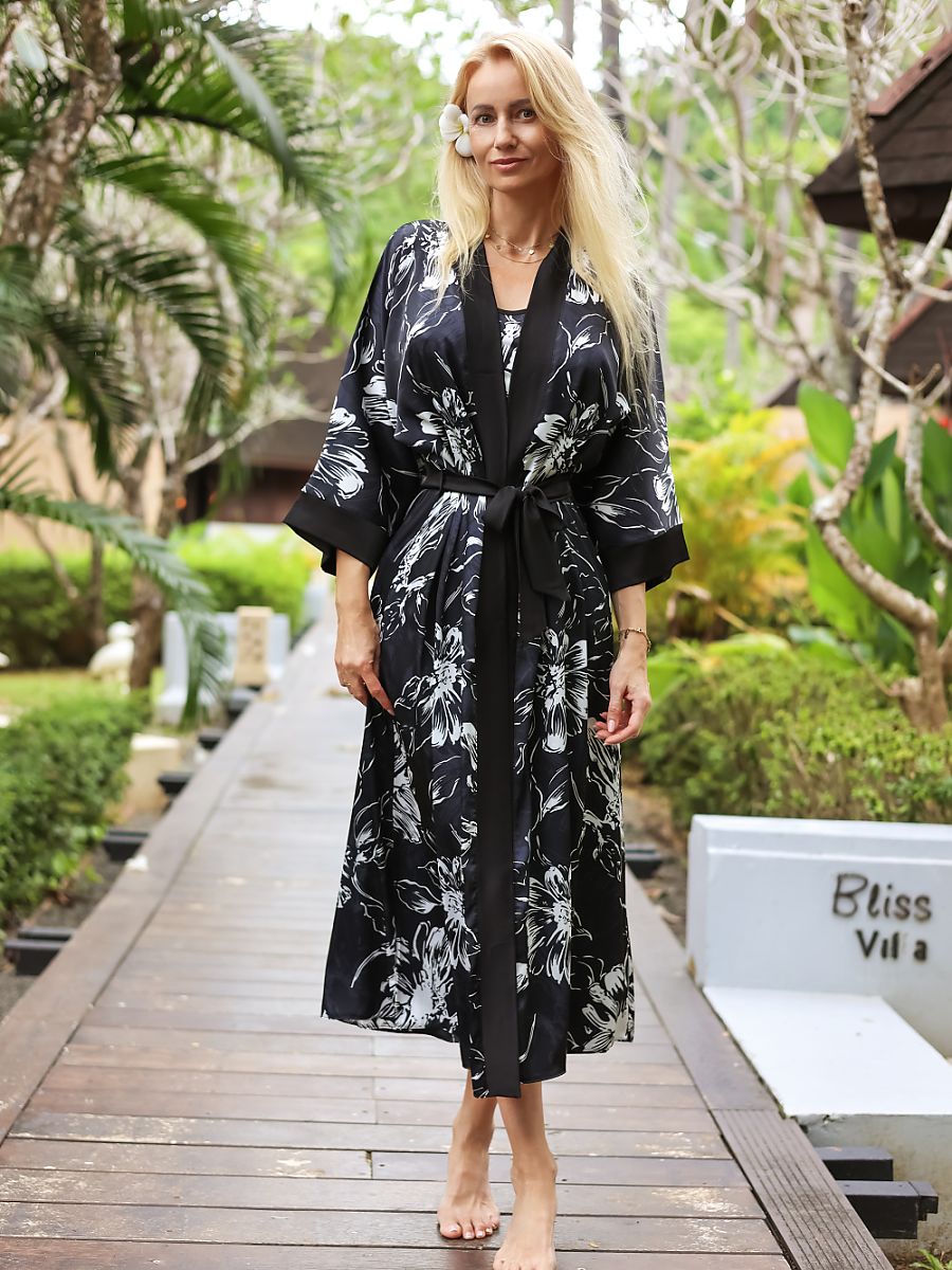 Long bathrobe Kalimo Negro Modelo 209072