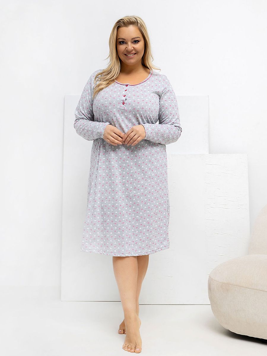 Plus Size Nightgown Forever Pink Gris Modelo 223309