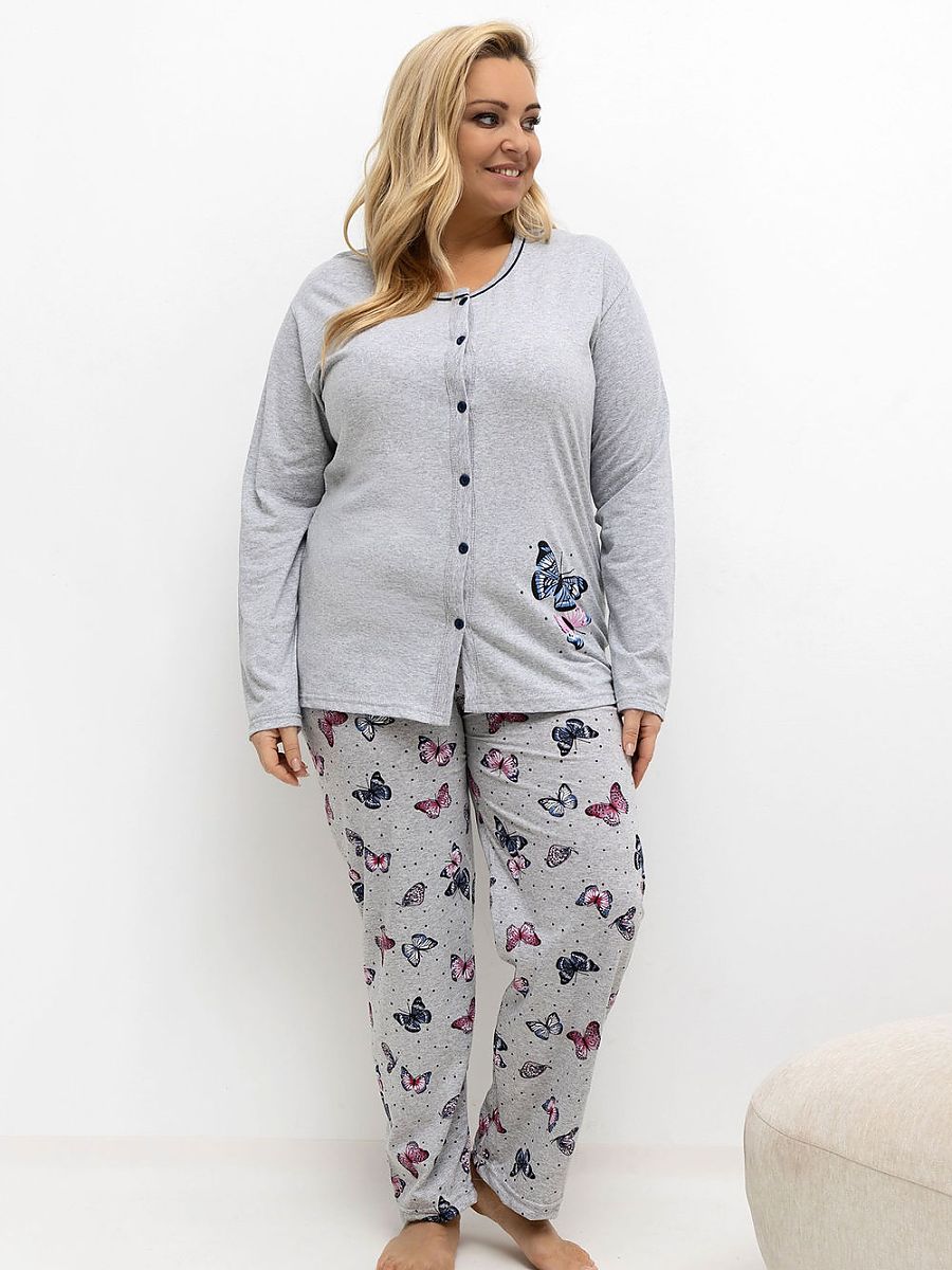 Plus Size Pajamas Forever Pink Gris Modelo 221199
