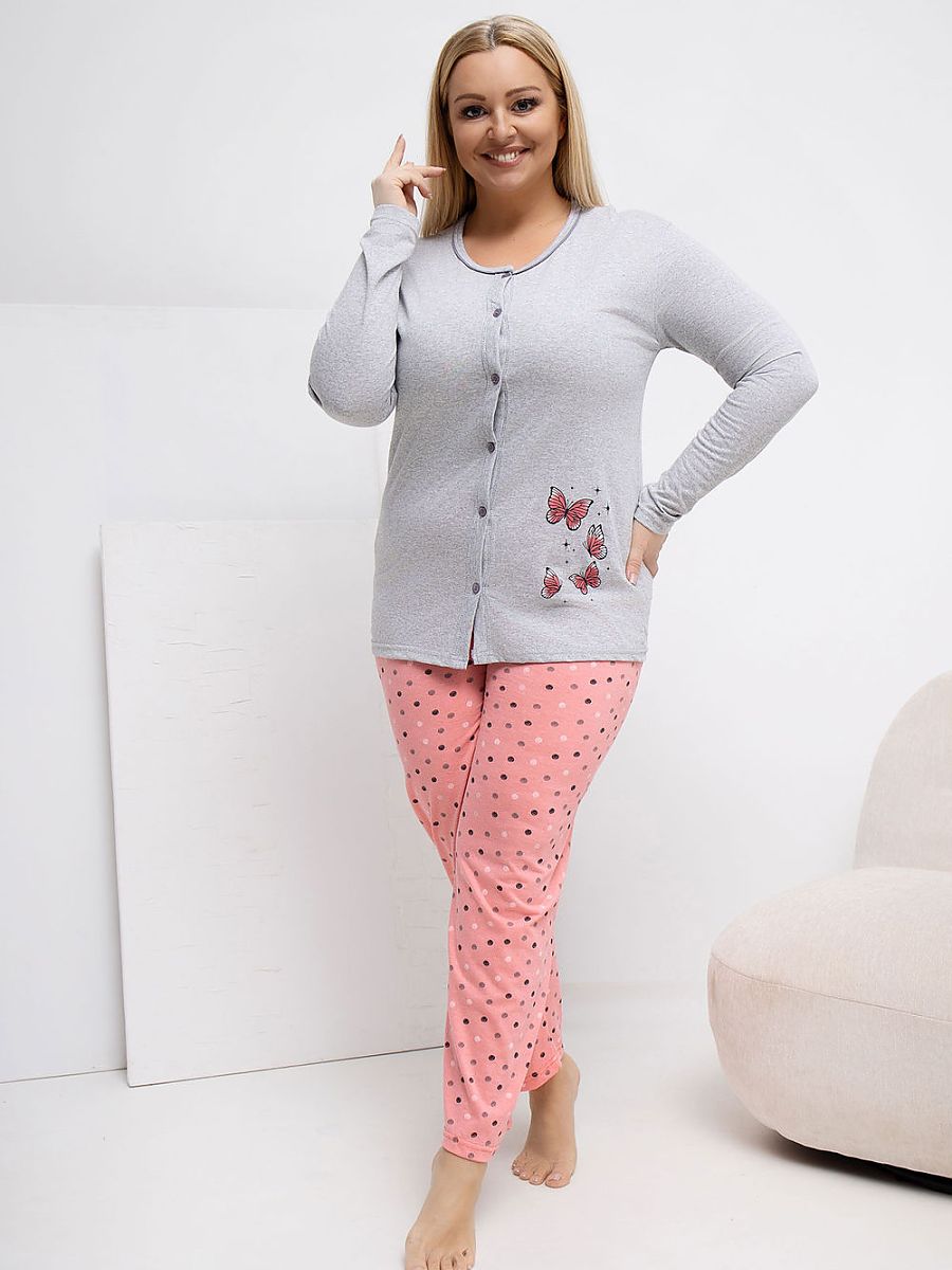 Plus Size Pajamas Forever Pink Gris Modelo 223305
